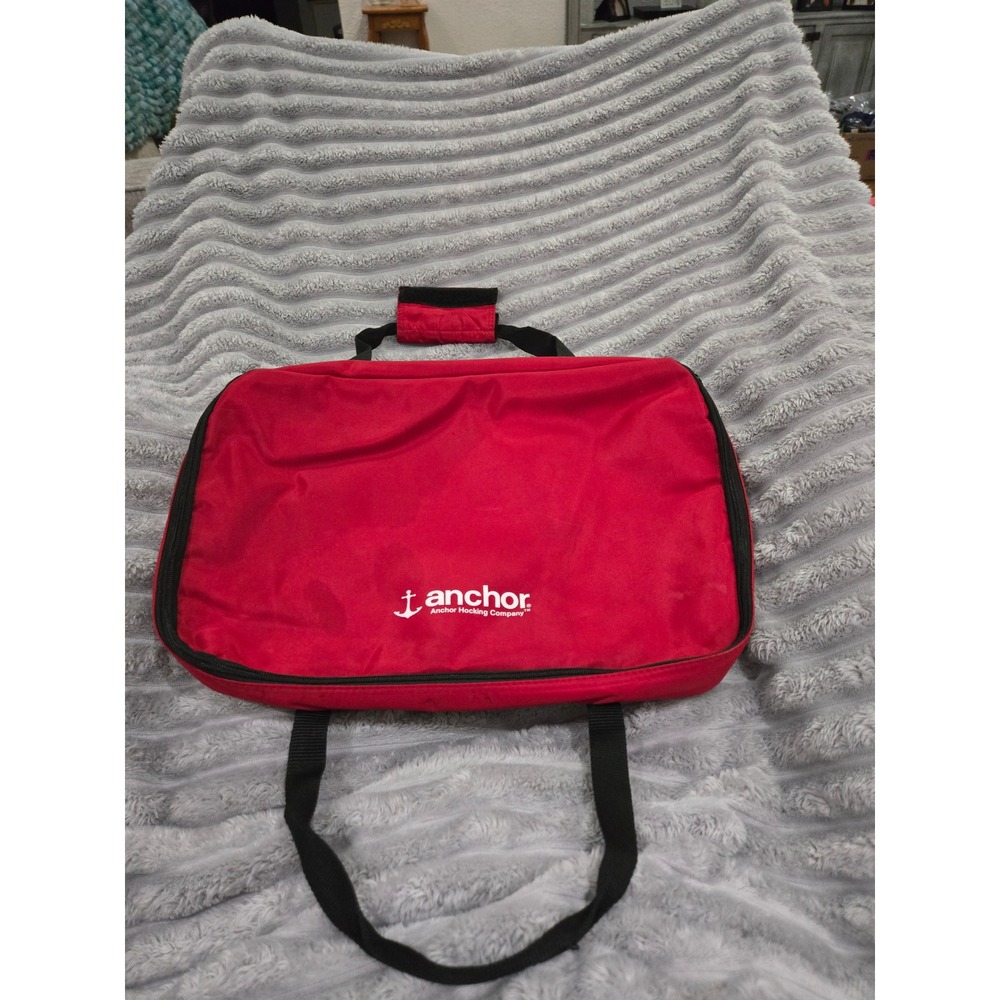 Anchor Hocking Red Insulated Food Carrier Zippered Thermal Casserole Tote Bag